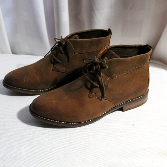 CLARKS Collection Camzin Grace Brown Leather Chukka Desert Ankle Boots, Size 12 - Picture 1 of 9